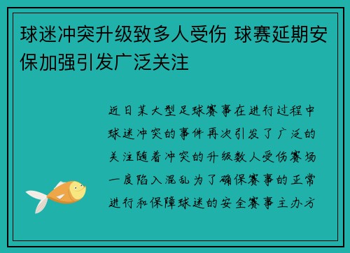 球迷冲突升级致多人受伤 球赛延期安保加强引发广泛关注