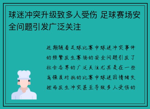 球迷冲突升级致多人受伤 足球赛场安全问题引发广泛关注